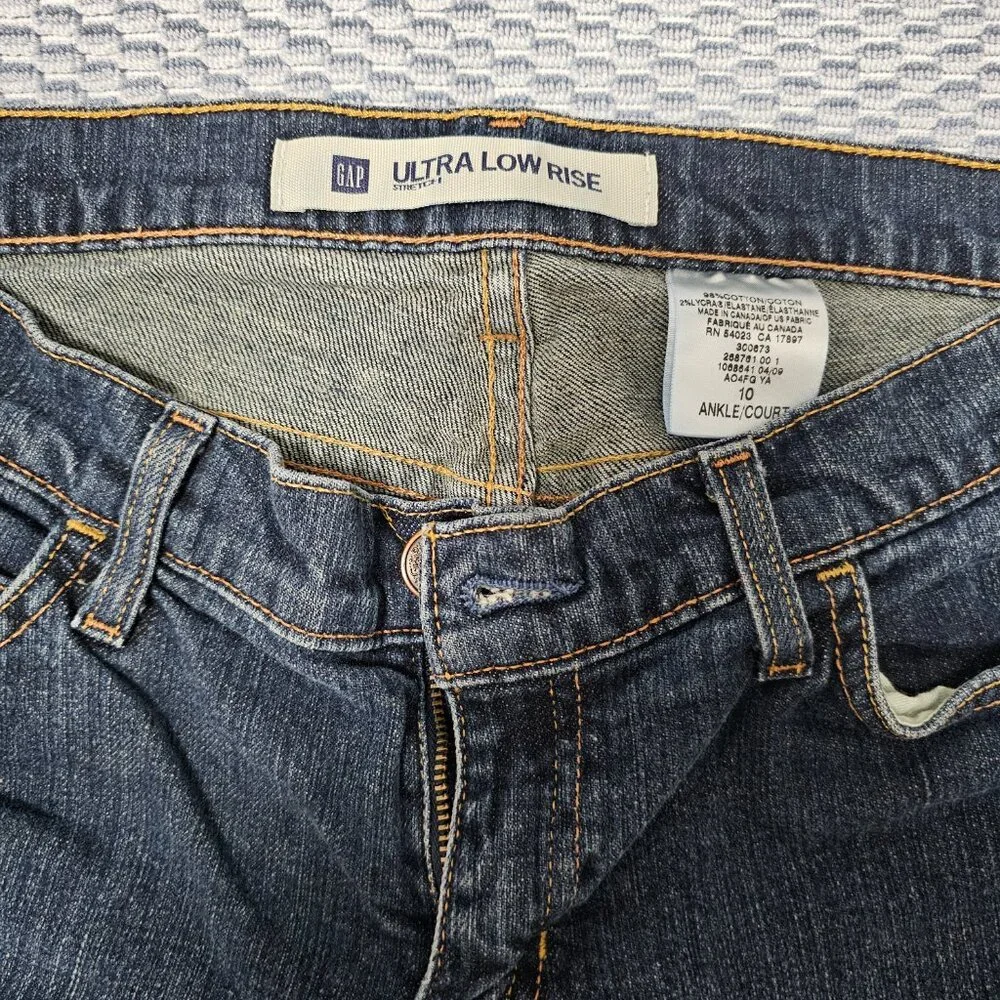 Gap Y2K Fashion Ultra Low Rise Ankle Flare Bootcut Jeans - Dark Wash Size 10 - Picture 5 of 11